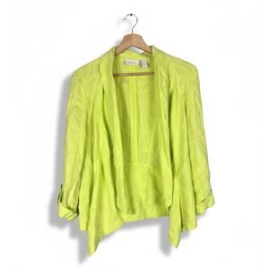 Chico's Women's S Coastal Resortwear Artsy Linen Roll Tab Draped Jacket Blazer